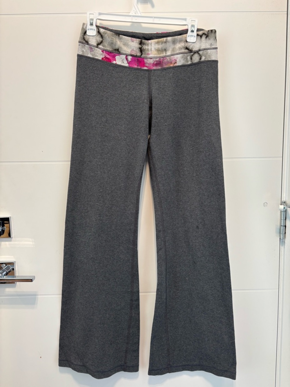 lululemon athletica Gray Straight Leg Pants with Pink Waistband